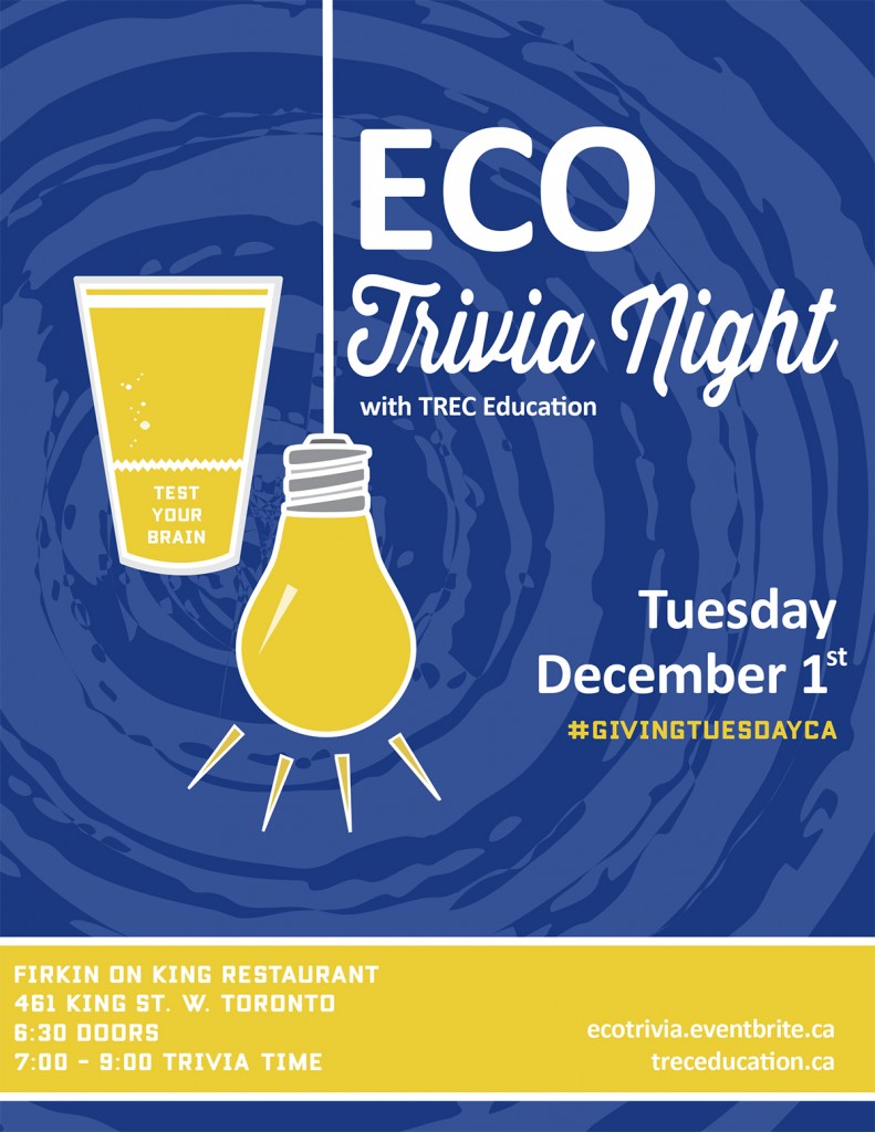 Event poster for Eco Trivia Night on Tuesday December 1 in Toronto